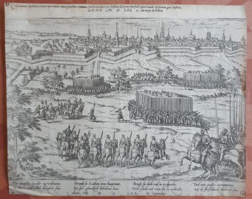 Gravure HISTORISCHE kaart Antwerpen 16e eeuw Het verraad van, Antiek en Kunst, Kunst | Etsen en Gravures, Verzenden
