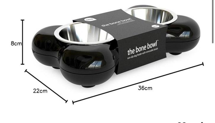 The Bone Bowl - zwarte drink en eetbak hond, Dieren en Toebehoren, Hondenvoerbakken en Drinkbakken, Zo goed als nieuw, Ophalen of Verzenden