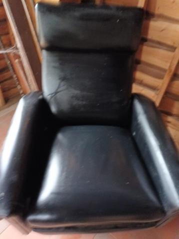 Fauteuil inclinable rétro en skaï noir, Enlèvement, Maison et Meubles