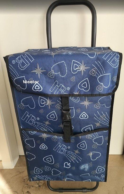 Nieuwe boodschappentrolley - blauwe kleur, Ophalen, Nieuw, Zacht kunststof, Wieltjes