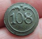 Franse uniformknoop Napoleon 108e Regiment WATERLOO, Antiquités & Art, Envoi, Bronze