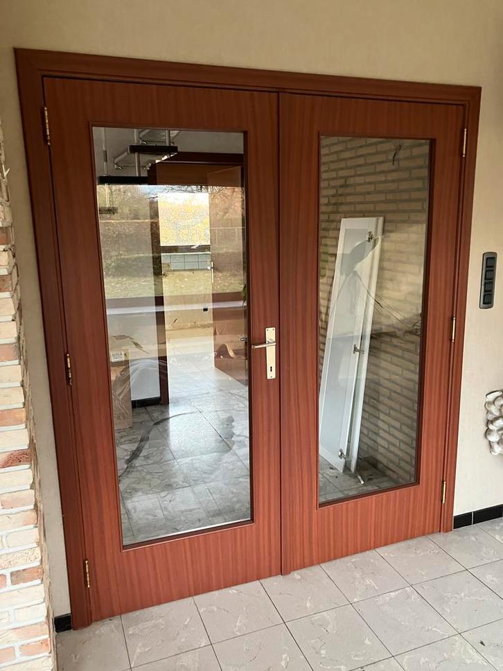 Gratis binnendeur met glas., Doe-het-zelf en Bouw, Deuren en Vliegenramen, Gebruikt, Binnendeur, 200 tot 215 cm, 120 cm of meer