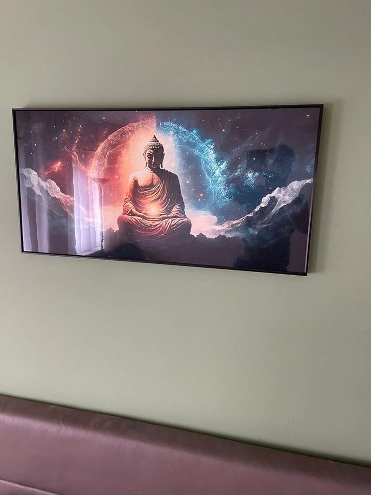 Moderne ingelijste afbeelding, glas in aluminium kader, Antiek en Kunst, Kunst | Schilderijen | Abstract, Ophalen