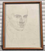 Dessin portrait signe Marcel delmotte, Antiquités & Art, Enlèvement ou Envoi