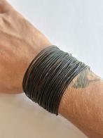 Bracelet manchette corde noire et bois NEW, Bijoux, Sacs & Beauté, Bracelets, Enlèvement, Comme neuf, Noir, Bois