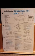 British leyland mini metro 1.0 l 1981- technische fiche, Comme neuf, Enlèvement ou Envoi