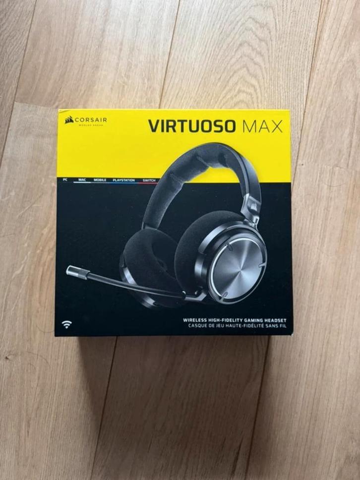 Corsair Virtuoso Max – Nieuw (Zwart), Computers en Software, Headsets, Nieuw, Over-ear, Draadloos, Gaming headset, Inklapbare microfoon