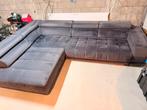 Grijs suede hoekzetel, Huis en Inrichting, Ophalen, Zo goed als nieuw