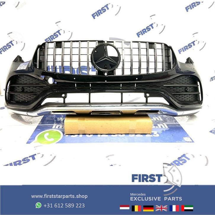 W253 GLC43 FACELIFT AMG VOORBUMPER COMPLEET ZWART ORIGINEEL, Auto-onderdelen, Carrosserie, Bumper, Mercedes-Benz, Voor, Gebruikt