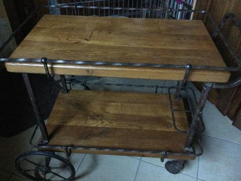 SERVEERTAFEL, Huis en Inrichting, Tafels | Sidetables, Zo goed als nieuw, Eikenhout, Metaal