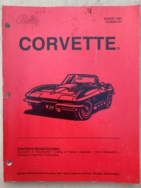 BALLY CORVETTE MANUAL, Verzamelen, Automaten | Flipperkasten, Zo goed als nieuw, Dot-matrix, Flipperkast, Bally, Ophalen of Verzenden