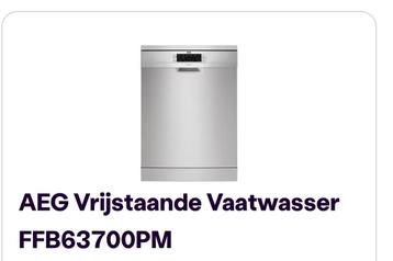 Aeg XXL vaatwasser FFB63700PM, Elektronische apparatuur, Vaatwasmachines, Ophalen, Gebruikt, Vrijstaand, 45 tot 60 cm