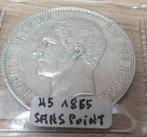 5 francs belge - Léopold Ier tête nue 1855, Ophalen of Verzenden, Zilver