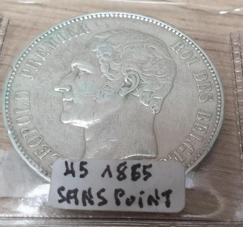 5 francs belge - Léopold Ier tête nue 1855, Postzegels en Munten, Munten | Europa | Euromunten, Zilver, Ophalen of Verzenden