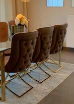 Chaises en velour brun, Comme neuf, Brun, Enlèvement, Cinq, Six Chaises ou plus