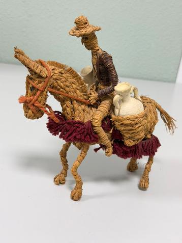 Handgemaakt vintage rieten ezel met rijder folkloristisch beschikbaar voor biedingen