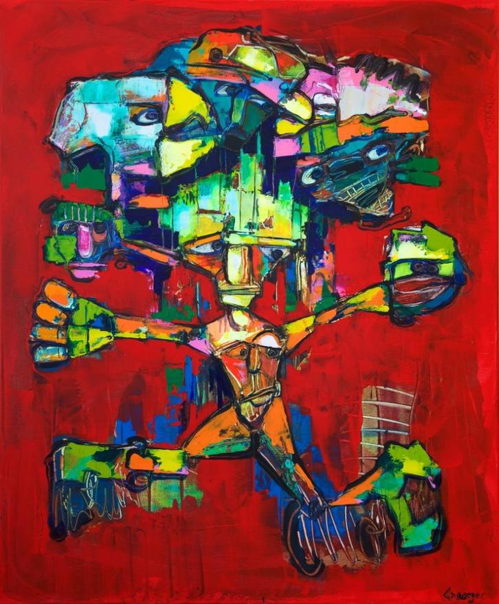 Georges de Groot 'On my Head', Antiek en Kunst, Kunst | Schilderijen | Modern, Ophalen of Verzenden