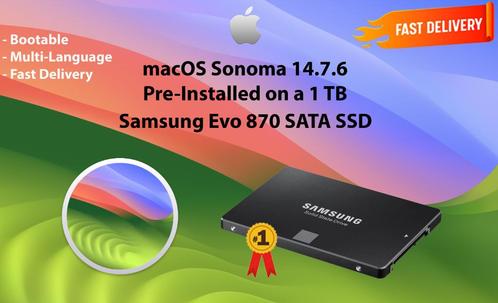 macOS Sonoma 14.7.6 Voor-Geïnstalleerde SSD 1 TB macOS OSX, Computers en Software, Besturingssoftware, Nieuw, MacOS, Verzenden