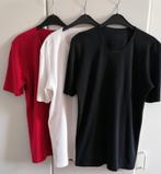 3 effen T-shirt met korte mouwen, wit, rood en zwart, L - XL, Comme neuf, Rouge, Enlèvement ou Envoi