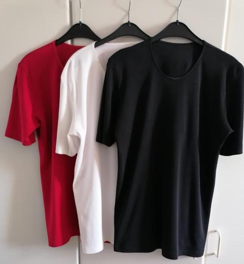 3 effen T-shirt met korte mouwen, wit, rood en zwart, L - XL, Kleding | Dames, T-shirts, Zo goed als nieuw, Rood, Ophalen of Verzenden
