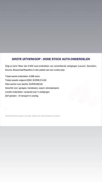 GROTE UITVERKOOP - auto onderdelen beschikbaar voor biedingen
