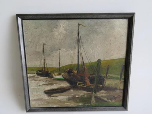 Schilderij Berten Van de Velde Haven Boekhoute olie op panee, Antiek en Kunst, Kunst | Schilderijen | Klassiek, Ophalen of Verzenden