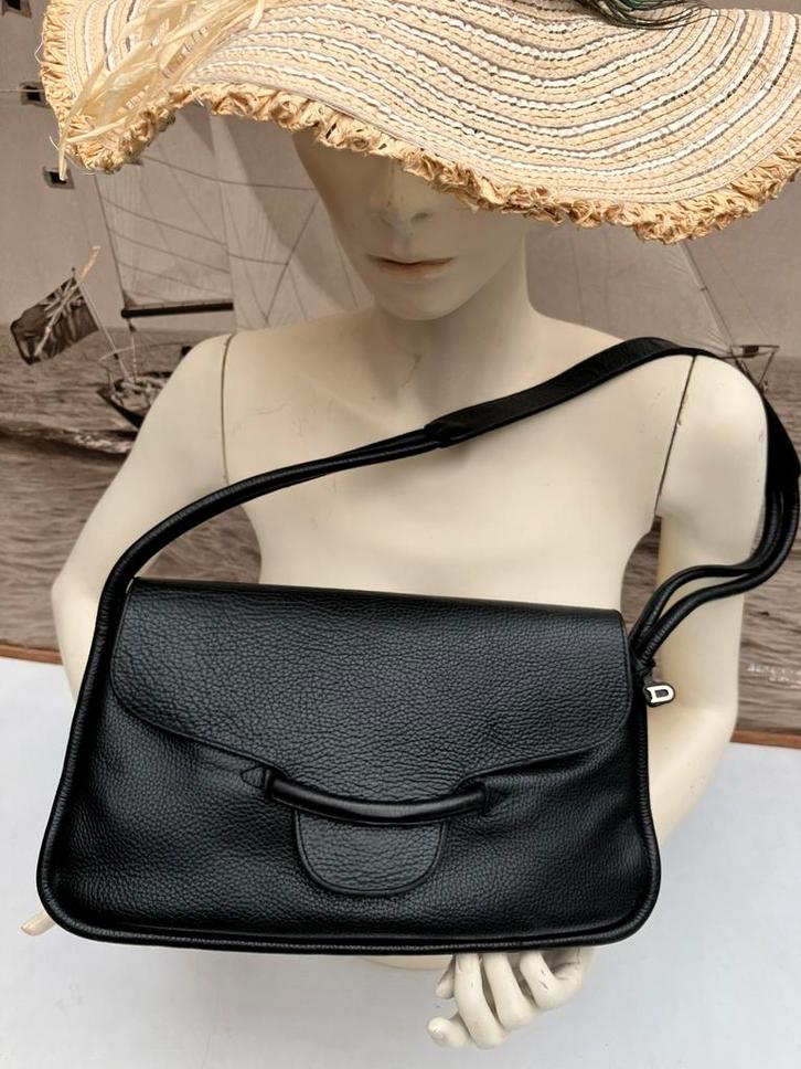 vintage Delvaux handtas, zwart leder, Handtassen en Accessoires, Tassen | Damestassen, Gebruikt, Handtas, Zwart, Ophalen of Verzenden