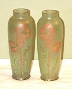 Paar antieke gesatineerde vazen Art Nouveau, Ophalen of Verzenden