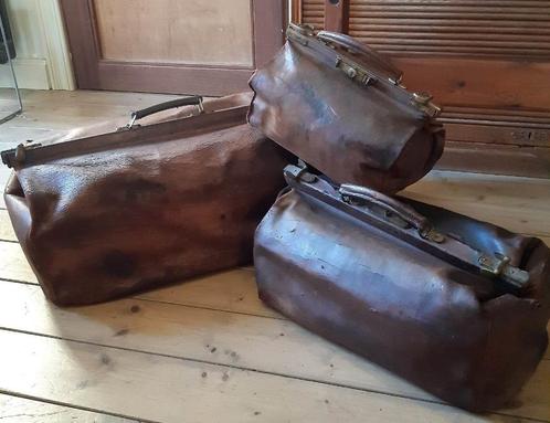 3 sacs de voyage vintage en cuir (décoration), Bijoux, Sacs & Beauté, Sacs | Sacs de voyage & Petits Sacs de voyage, Utilisé, Brun