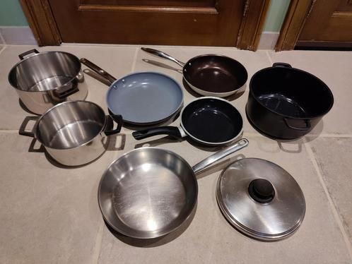 Kookpotten- en pannenset 7 stuks, Huis en Inrichting, Keuken | Potten en Pannen, Gebruikt, Pannenset, Ophalen