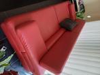 Rode leren Natuzzi zetel, Huis en Inrichting, Zetels | Zetels, Ophalen, 250 tot 300 cm, Gebruikt, Driepersoons