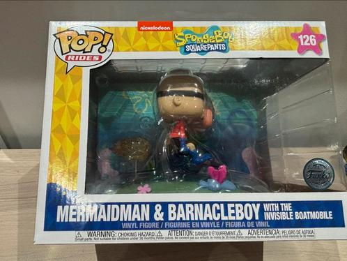 Funko pop 126 Mermaidman & Barnacleboy Invisible Boatmobile, Verzamelen, Poppetjes en Figuurtjes, Ophalen of Verzenden