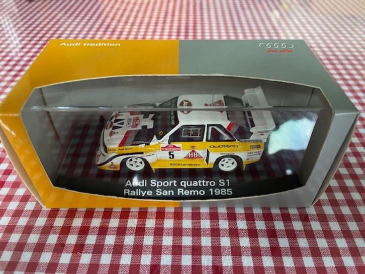 Minichamps 1/43 Audi Sport Quattro S1 HB Rohrl San Remo 1985, Hobby en Vrije tijd, Modelauto's | 1:43, Nieuw, Auto, MiniChamps