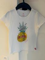 Wit t-shirt meisje ‘aloha’ - WE - 7/8 jaar, Kinderen en Baby's, Kinderkleding | Maat 122, Ophalen of Verzenden, Zo goed als nieuw