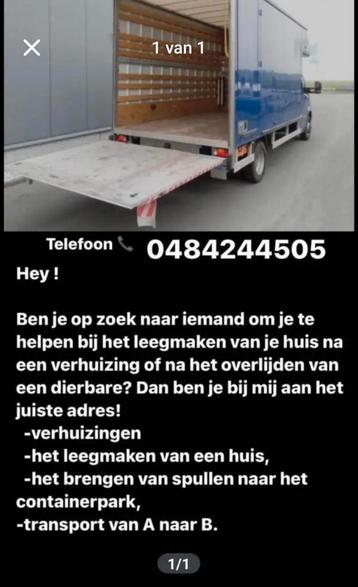 Verhuizen en transport  beschikbaar voor biedingen