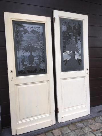 binnendeuren met art deco geëtst glas ! beschikbaar voor biedingen