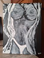 acrylschilderwerkje op doek naakt, Antiek en Kunst, Kunst | Schilderijen | Klassiek, Ophalen of Verzenden