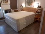 Tweepersoonsbed 160x200, Huis en Inrichting, Slaapkamer | Bedden, Ophalen, Wit, Tweepersoons, Zo goed als nieuw