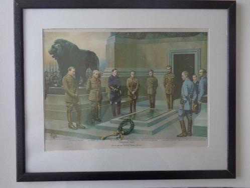 Kader afbeelding plechtigheid bij onbekende soldaat na WO 1, Verzamelen, Militaria | Algemeen, Landmacht, Foto of Poster, Ophalen of Verzenden
