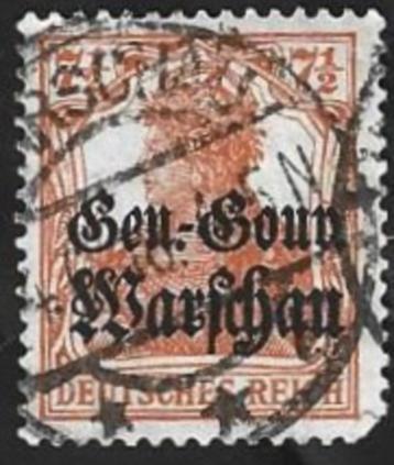 1 Postzegel Duitse Rijk - Bezetting Polen 1916 Germania beschikbaar voor biedingen