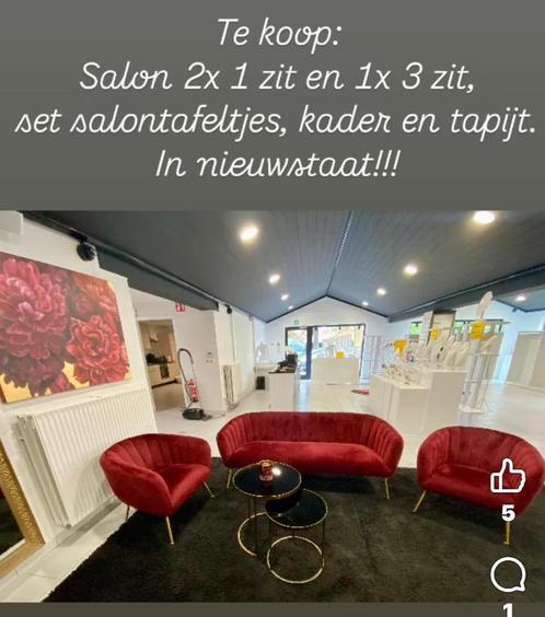 salon, Huis en Inrichting, Zetels | Complete zithoeken, Zo goed als nieuw, Metaal, Stof, Overige materialen, Ophalen