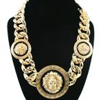 Halsketting met leeuw, Handtassen en Accessoires, Kettingen, Ophalen of Verzenden, Nieuw, Goud, Steen of Mineraal