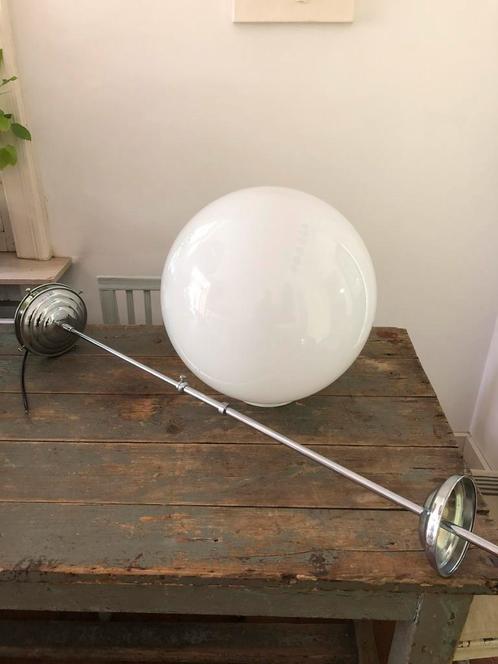 AUTHENTIEKE LAMP HANGLAMP GLAS BOL MET CHROOM, Huis en Inrichting, Lampen | Hanglampen, Zo goed als nieuw, Glas, Metaal, Ophalen of Verzenden