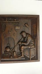 oude man bij open vuur - reliëfplaquette - gegoten, Huis en Inrichting, Woonaccessoires | Wanddecoraties, Ophalen of Verzenden