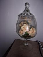 beker met bloemen uit de jaren 70, Huis en Inrichting, Oranje, Ophalen of Verzenden, Minder dan 50 cm, Glas