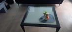 Salontafel, zwart metaal, melkglas, Huis en Inrichting, Tafels | Salontafels, Ophalen, Gebruikt, 50 tot 100 cm, Vierkant