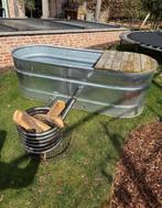 Houtgestookte hottub in nieuwstaat!, Jardin & Terrasse, Bains à remous et Spas, Enlèvement, Comme neuf, Couverture, Fixé