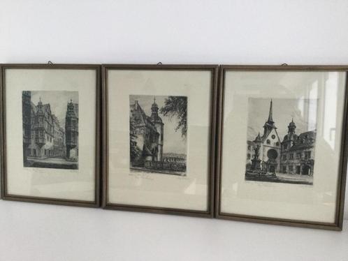 Drie mooie antieke litho's uit Koblenz, Antiek en Kunst, Kunst | Litho's en Zeefdrukken, Ophalen
