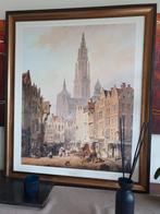 Grote kader met antwerpse tekening.zie foto´s, Antiek en Kunst, Ophalen