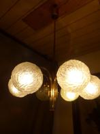 vintage mid-century luster hanglamp messing-glas, Verzamelen, Ophalen of Verzenden, Huis en Inrichting